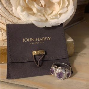 John Hardy 3 oval Amethyst  925 sterling Ring